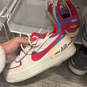 Nike Air Sneakers in Red, Blue, and Cream